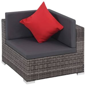 Dark Grey Rattan Garden <b>Sofa</b> <b>Set</b> With Red Cushions Outdoor Furniture Contemporary Design UV Resistant PE Rattan High Density - Product Image 3