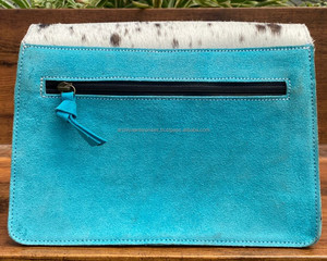 New Fashion Women's <b>Turquoise</b> Suede Leather Boot Stitch Crossbody Bags for Women Western Hair on Cowhide Designer Handbags - Product Image 4
