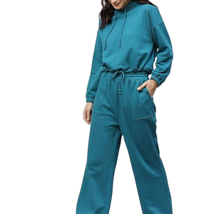 Conjunto deportivo de dos piezas para mujer, sudadera con capucha de forro polar y pantalones de chándal, manga larga, informal, para gimnasio, entrenamiento y deporte. - Product Image 4