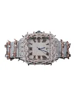 Montre personnalisée pour homme, sertie de moissanite, diamants ronds, or blanc, cadran romain, luxe, hip-hop, montre personnalisée