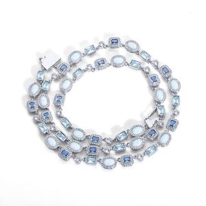 Hip Hop Moissanite Gemstone Tennis Chain <b>Necklace</b> Iced Out Luxury Street Fashion <b>Statement</b> Chain for Men Women - Product Image 5