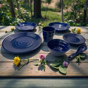 Vaisselle écologique moulée par injection MIT Precision PGT : tasses, bols, cuillères et assiettes - Bleu nuit foncé - Product Image 2