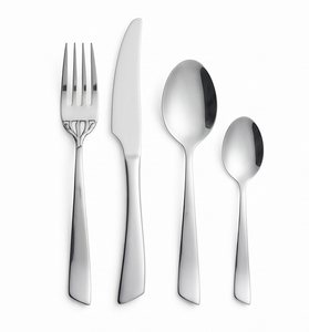 Ensemble de couverts en acier inoxydable de haute qualité avec manche argenté finition miroir pour la table à manger et les mariages - Product Image 1