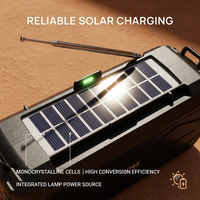 Radio d'urgence solaire SE-T02, haut-parleur sans fil, charge solaire, radio FM portable avec lampe torche LED, batterie externe