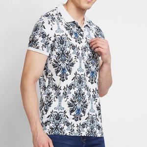 เสื้อยืดพรีเมียมสำหรับผู้ชาย พิมพ์ลายด้านหน้า สีขาว-น้ำเงิน แขนสั้น ผ้าฝ้ายถัก ระบายอากาศได้ดี เหมาะสำหรับใส่เล่นกอล์ฟหรือใส่ลำลองในฤดูร้อน - Product Image 6