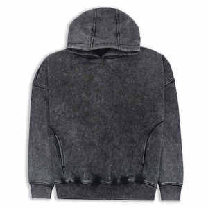Custom Embroidery Printing Men Vintage Acid Wash Sweatsuits Fleece Hoodie and Sweatpants High Quality Two Piece Set Tracksuit - Product Image 2