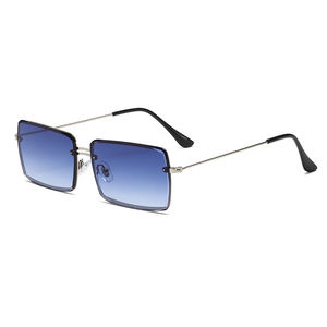 Lunettes de soleil rectangulaires à monture intégrale en métal, style œil de chat, unisexe, protection UV400, durables, pour activités de plein air, dernières tendances RTS. - Product Image 1