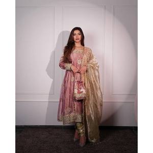 Belle robe de soirée de travail de séquence de broderie avec Dupatta pour les robes de bal - Product Image 4