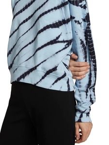 Blue Tiger Stripe <b>Tie</b> Dye Sweatshirt <b>Navy</b> Diagonal Shibori Women Crewneck Pullover Oversized Streetwear Cotton OEM Custom Bulk - Product Image 4