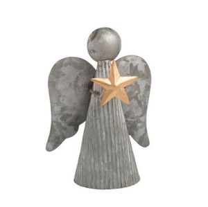 Ornement d'ange suspendu en métal, style rustique, figurine décorative faite à la main pour arbre de Noël ou décoration intérieure - Product Image 5