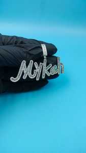 Pendentif personnalisé avec nom en lettres serties de diamants, coupe baguette, en moissanite, style hip-hop - Product Image 3