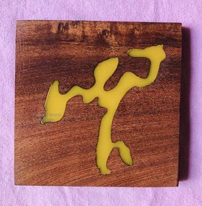 Ensemble de sous-verres en pierre incrustée de bois et de marbre fabriqués à la main Sous-verres élégants pour la maison, le bureau et la protection de la table à manger - Product Image 3