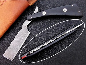 Maquinilla de Afeitar de Lujo de Acero de Damasco de Una Sola Hoja, Maquinilla de Seguridad Recta para la Cara de Hombres y Barberos SJ SJ-RZR-954 - Product Image 5