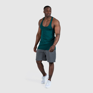 Débardeur de sport pour homme en coton tricoté respirant 100 % avec ornements en strass, finition délavée - Product Image 6