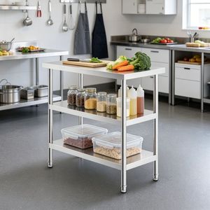Tavolo da Lavoro Regolabile in Metallo con Ripiani per Cucina, per Isole e Carrelli - Product Image 5
