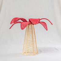 Porte-bougie tropical moderne et créatif, design palmier, en osier fait main, décoration d'intérieur pour table à manger et fêtes