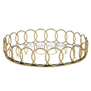 ถาดโลหะโบราณและกระจกแบบวินเทจถาดดีไซน์ขอบโลหะสีทองเครื่องใช้ในโรงแรมถาดเสิร์ฟอาหาร - Product Image 1