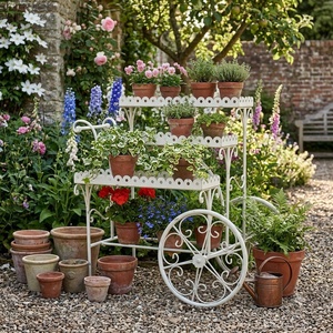 <b>Vintage</b> Iron Bicycle <b>Plant</b> <b>Stand</b> 3-Tier Outdoor Garden Decorative Wrought Metal Flower Holder - Product Image 3
