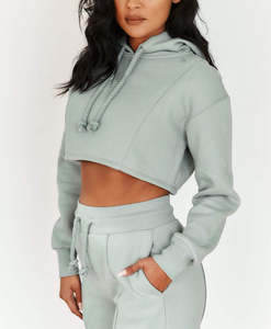 Hoodies personnalisés avec logo, vente en gros, à manches longues, pour femmes, coupe courte, collection 2026 - Product Image 6