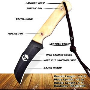 Cuchillo de Camping de Hoja Fija Forjado en Acero al Carbono con Espiga de Halcón, Mango Ergonómico de Hueso de Camello, para Caza y Supervivencia al Aire Libre, ODM/OEM - Product Image 6