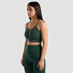 สปอร์ตบราโยคะสำหรับผู้หญิง รองรับทรงได้ดี ผลิตจากผ้าสแปนเด็กซ์/ไนลอน ตกแต่งด้วยผ้าตาข่าย คอวีลึก - Product Image 2