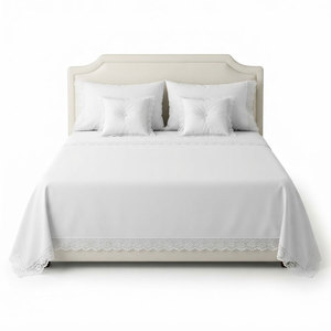 Elegant Plain White <b>Bed</b> Sheet Comfortable Breathable Bedding Set With Matching <b>Pillow</b> Covers For Daily Home Use - Product Image 1