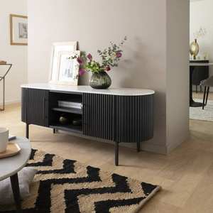 Soporte para TV Vandana Cresta Hexa en metal y mármol blanco - Product Image 1