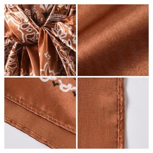Women's <b>Square</b> <b>Silk</b> <b>Scarf</b> Brown Paisley Print Elegant Multi-Functional Fashion Accessory All Seasons - Product Image 4