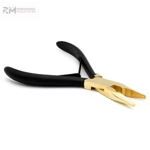 Kit d'outils de pose d'extensions capillaires RMI haut de gamme, en acier inoxydable, avec pointe en plasma dorée et pinces noires thermolaquées, ensemble de 4 outils pour usage domestique - Product Image 3