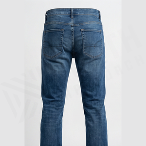 Jean en denim délavé coupe droite slim pour homme, taille mi-haute, en coton, style décontracté automne - Product Image 2