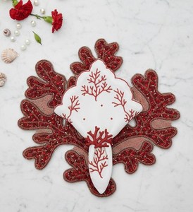 Luxury High End Handmade <b>beaded</b> <b>Placemat</b> 'The Red Coral' - Product Image 1