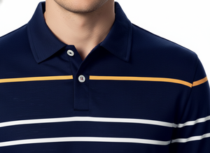 Camisa Polo de Manga Larga a Rayas para Hombre, Estilo Casual, para Negocios, Golf, Tenis, con Cuello y Botones - Product Image 2
