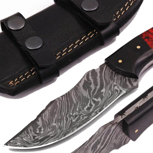 Couteau de chasse à lame fixe en acier Damas fait main sur mesure, manche en bois rouge et noir, LEGACY BLADES, qualité industrielle, pour l'extérieur - Product Image 5