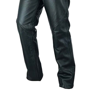 Pantalon de motard en cuir PU pour hommes, pantalon à taille haute avec fermeture éclair, plusieurs poches, coupe droite, coupe-vent, pantalon d'automne - Product Image 3