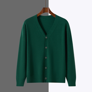 Factory Customizes Various Embroidered Logo Men's V-neck Double Breasted Button Closure Anti-Wrinkle Wool/Nylon <b>Cardigans</b> Autumn - Product Image 3
