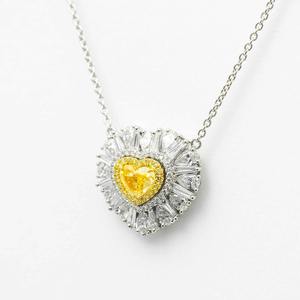 Collar con Colgante de Diamante Amarillo de Laboratorio de 1.64ct, Corte Corazón, Premium, Oro Amarillo de 14K, Joyería Romántica - Product Image 2