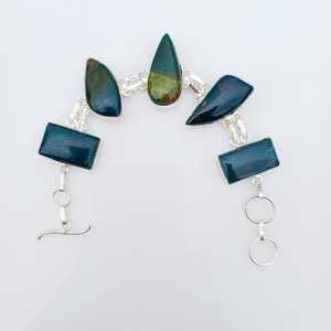 Bloodstone Bracelet 925 Sterling Silver Plated Adjustable Gemstone Jewelry Healing Stone Women Men Gift - Product Image 1