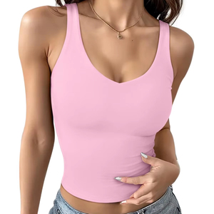 Top sin mangas con tirantes para mujer, acanalado, a la moda, con doble forro, cuello en V, informal de verano, básico, 2026, moderno, para hacer ejercicio o salir. - Product Image 1