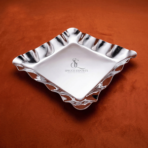 Elegant <b>Square</b> Shape Wavy Stainless Steel Tray Chrome Finish Decorative Platter For Luxury Chocolate Serving & Home Decor - Product Image 3