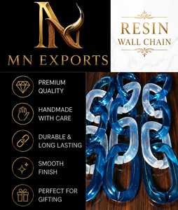 MN EXPORTS งานประติมากรรมเรซิ่นรูปโซ่ติดผนัง สีฟ้าใส งานแฮนด์เมด สำหรับตกแต่งงานปาร์ตี้ งานรับปริญญา และตกแต่งบ้าน - Product Image 1