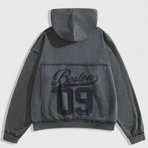 Custom DTG Printing Long Sleeve <b>Zip</b> Up Boxy Hoodie Heavyweight 460 GSM Oversized Streetwear Y2K Distressed Cropped Hoodie for Me - Product Image 2