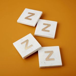 Amazing Design <b>Marble</b> <b>Coaster</b> With Brass Strip Stone <b>Coaster</b> With Brass Mats & Pads At low reasonable Price - Product Image 1