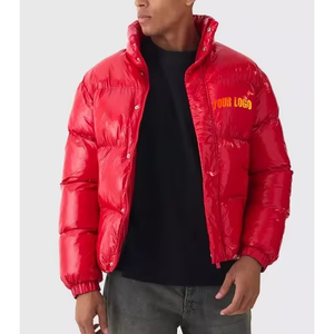 Latest Men's Bomber <b>Jacket</b> Canvas <b>Waterproof</b> Quilted Winter Bubble <b>Padded</b> Hooded Polyester Outdoor Front Logo Custom - Product Image 4