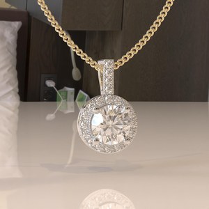 Elvora Gems Geometric Octagon Cut Moissanite <b>Pendant</b> <b>Solid</b> <b>Gold</b> 2.8CT IGI Certified Rhodium Plated Rope Chain Party Necklace - Product Image 6