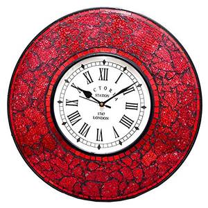Horloge murale nautique multifonctionnelle silencieuse en bois poli avec décoration en mosaïque de verre, cadeau pour la maison, le bureau ou le bureau à domicile - Product Image 4