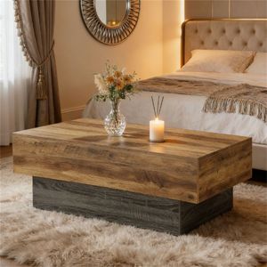 Tavolo da Pranzo Centrale in Stile Rustico, Tavolino da Caffè e Tavolino Laterale per Divano - Product Image 2