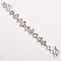 Supplier Perhiasan Wanita & Unisex, Gelang Perak Sterling 925 Asli Berlian Herkimer, Rantai Geometris, Set Bezel, Grosir, USA