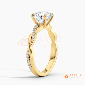 Gold Round Cut Engagement Ring Twisted Band Bridal Jewelry <b>Gift</b> for Women Wedding Ring - Product Image 6