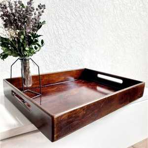<b>Walnut</b> wooden tray with handles Large serving tray Living room decor Home gift Drink tray <b>Coffee</b> <b>table</b> tray Housewarming gift - Product Image 3