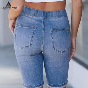 Pantalones cortos de mezclilla de última moda para mujer, de color sólido, para adultas. - Product Image 3